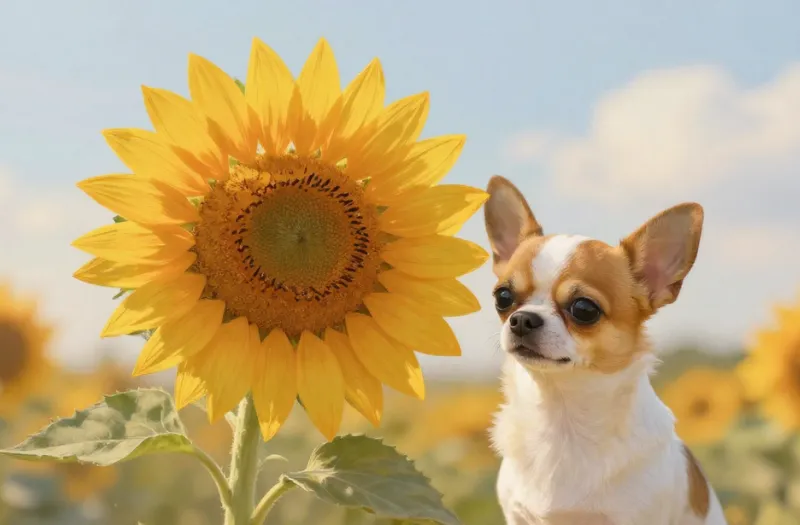 夏の熱中症対策と冷房による冷えに注意する愛犬の様子。散歩の時間帯や室内温度の管理ポイントをまとめた画像。